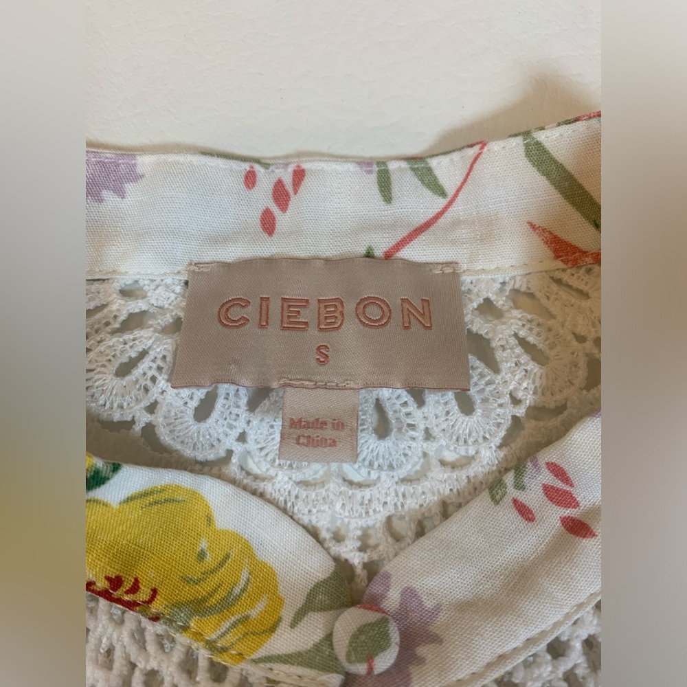 Ciebon Patchwork Dreams Blouse size small puffed long sleeves oversized (S) - Picture 10 of 16